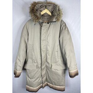 Vintage Imperial Down Parka Jacket Men 38 Beige Fur Hood Winter Coat Canada 80s